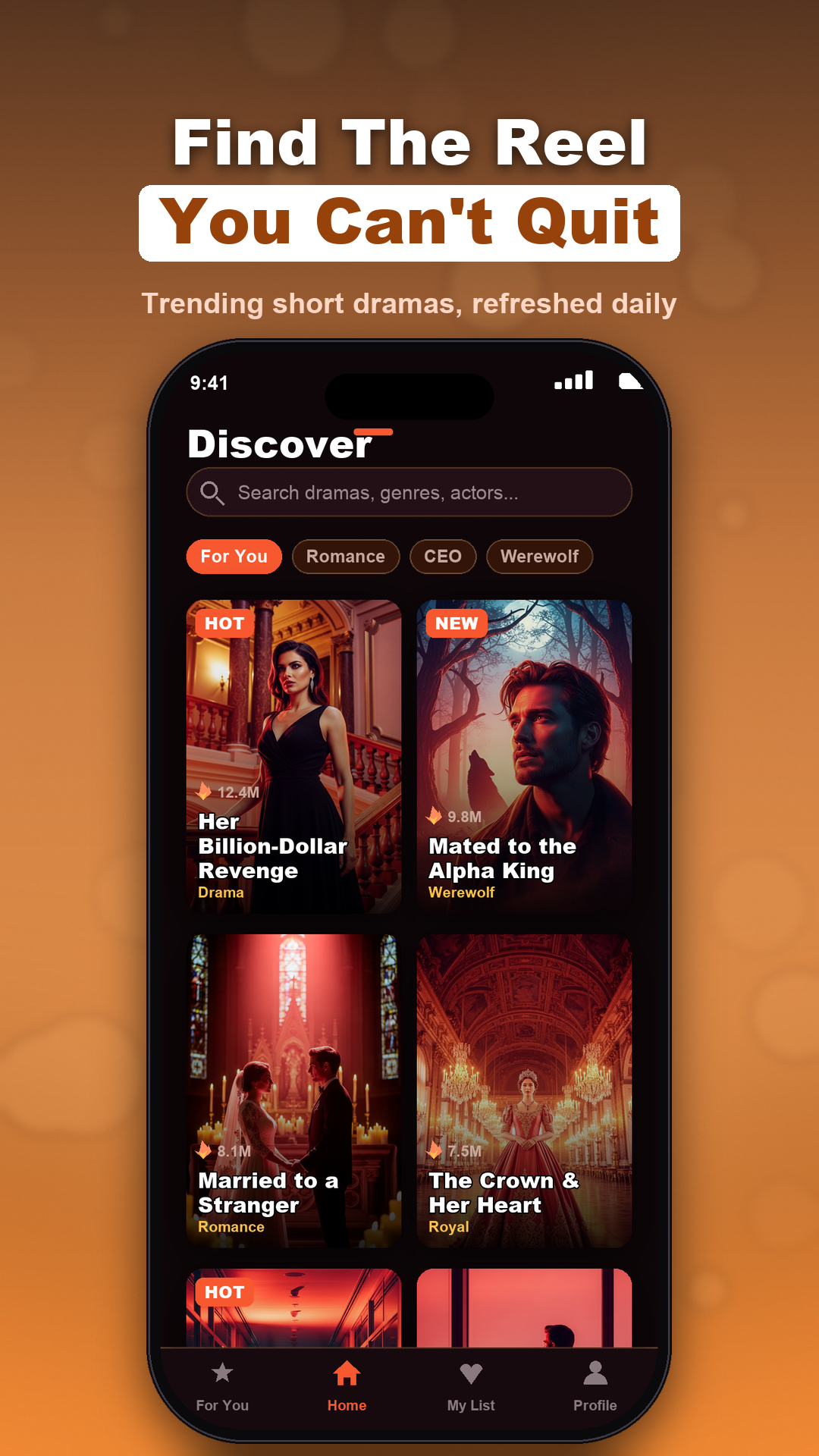 RioReel discover screen